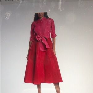 TeriJon Red 2-Tone Taffeta Shirtdress